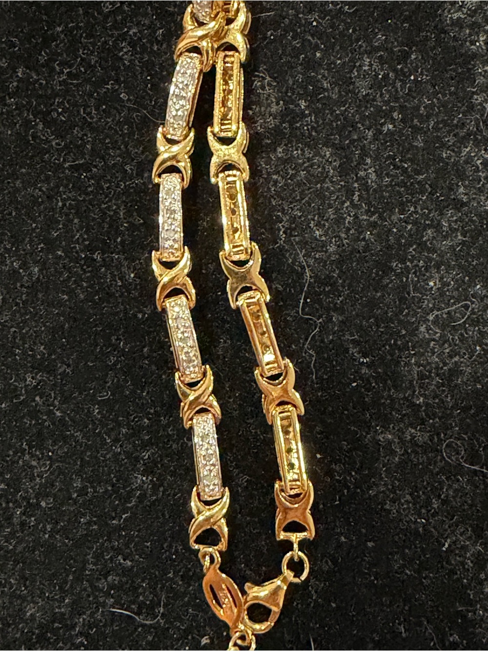 Gold-Plated Women’s Link Necklace with Crystal Accents
